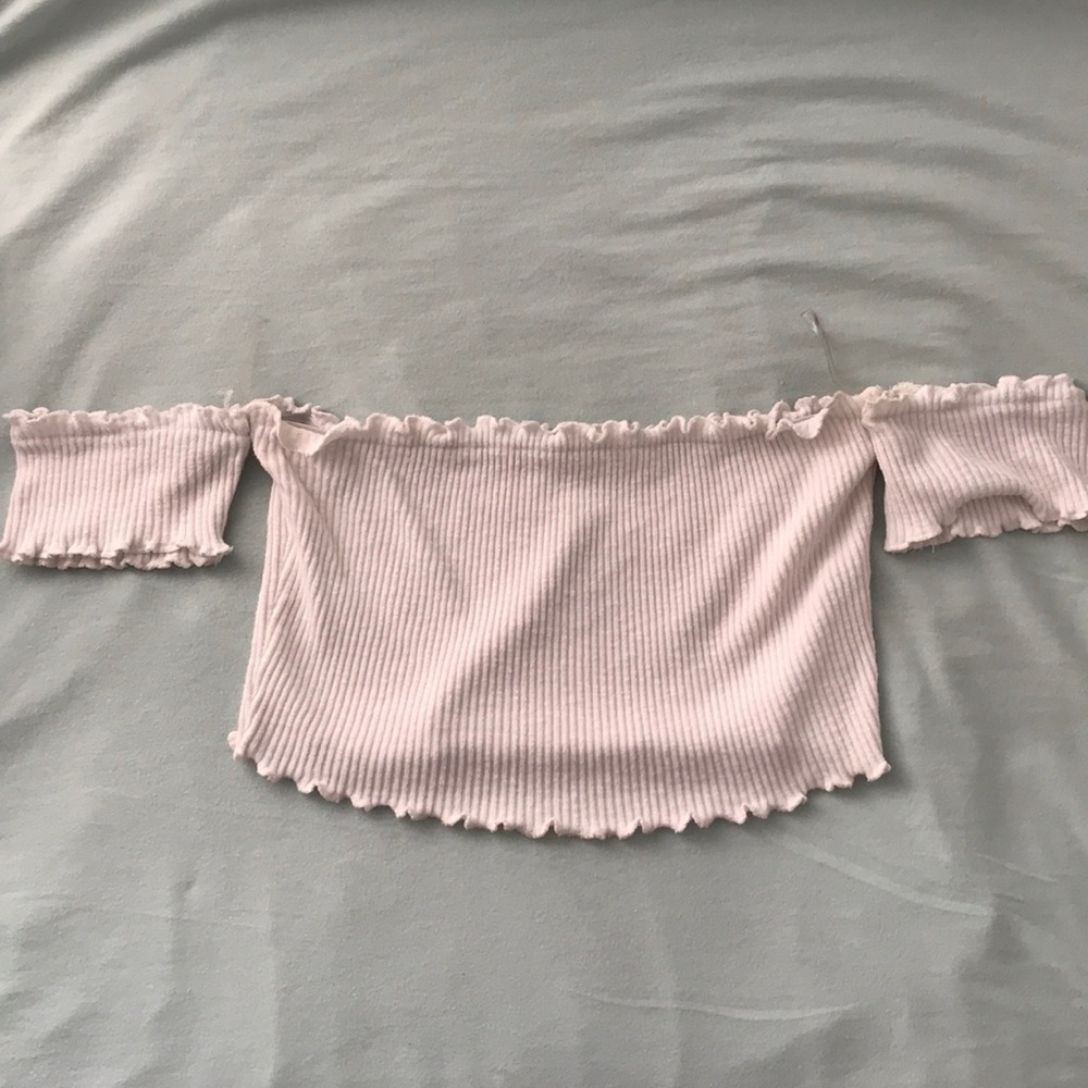 White Ruffle Ribbed Crop Top